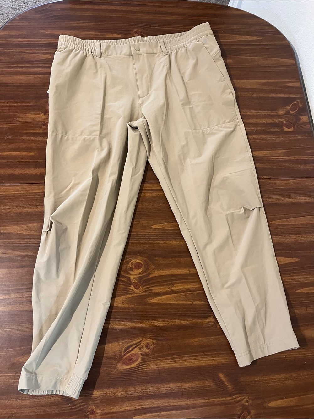 adidas Beige Elastic-Waist Chino Joggers